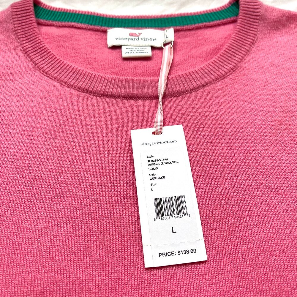 NWT Vineyard vines cashemer bland pink pullover top L - Picture 4 of 12